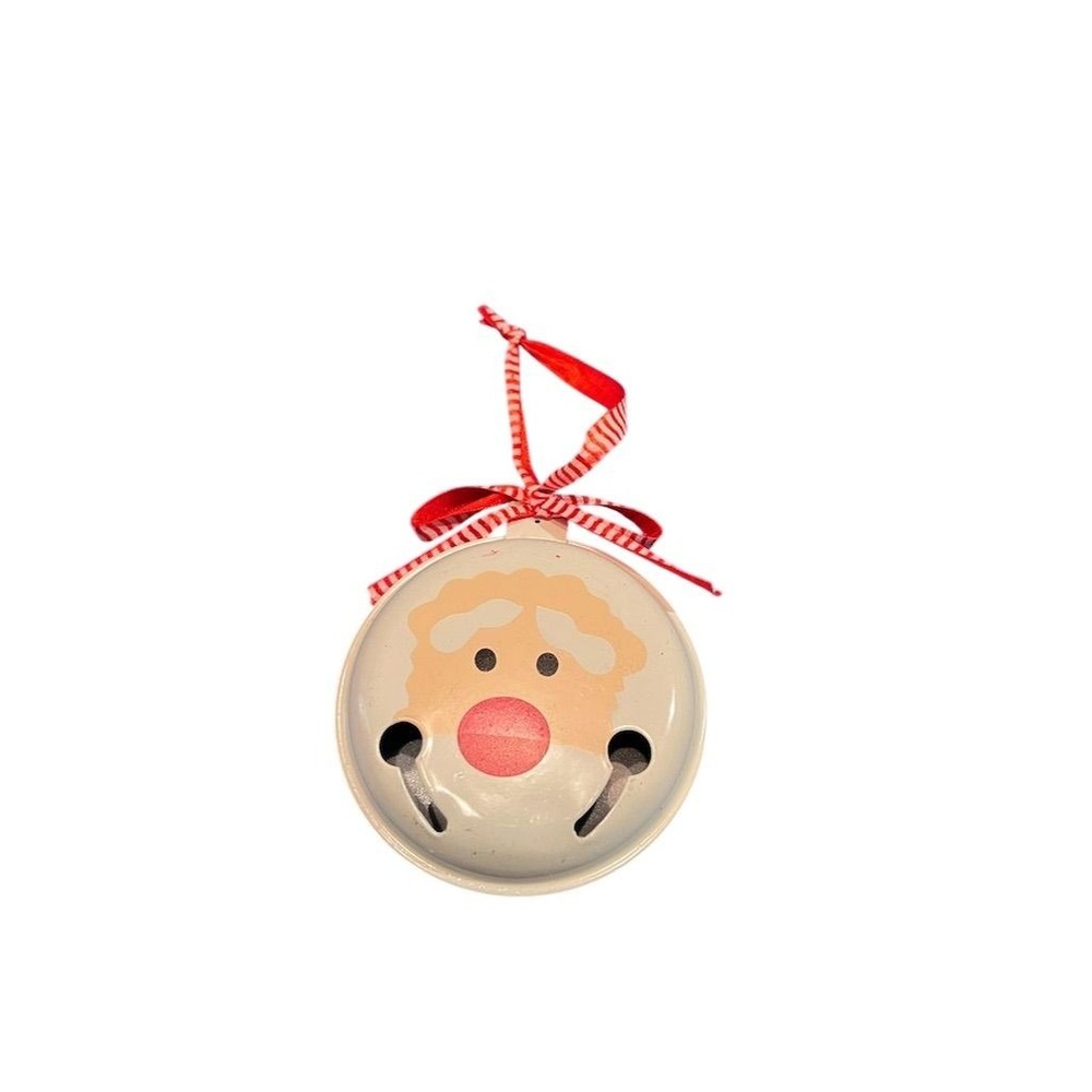 Santa Claus Face Metal Jingle Bell Christmas‎ Ornament with Ribbon door knocker